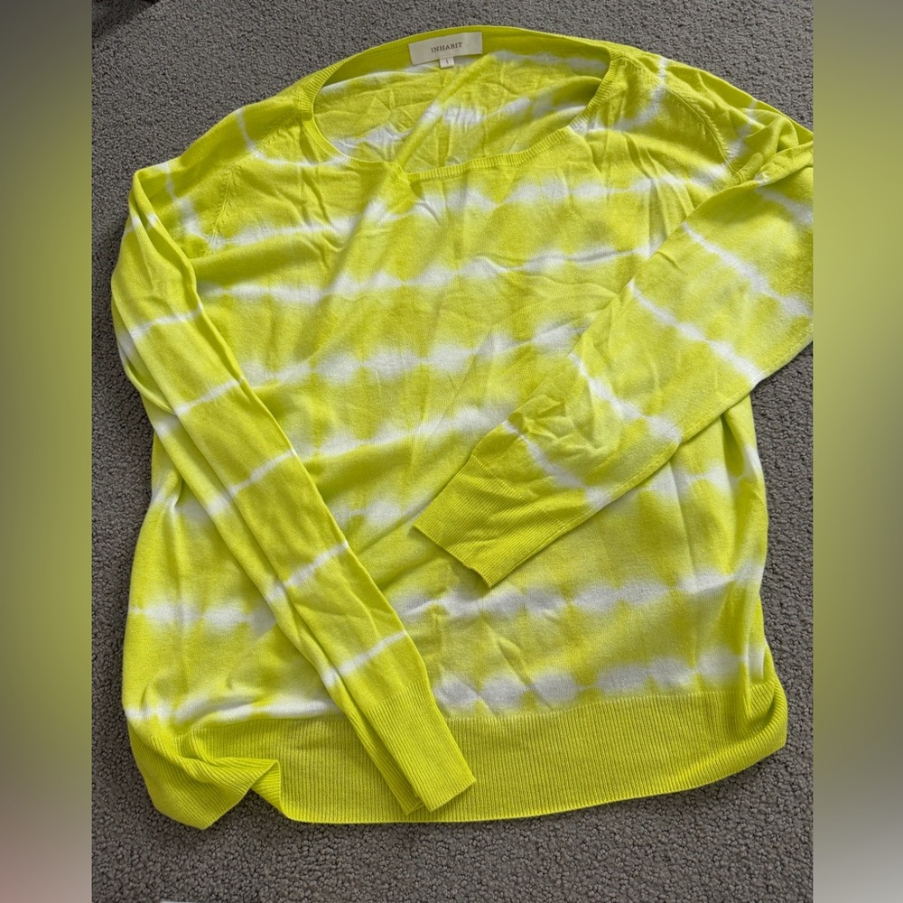 Inhabit Vibrant Yellow and White Sweater